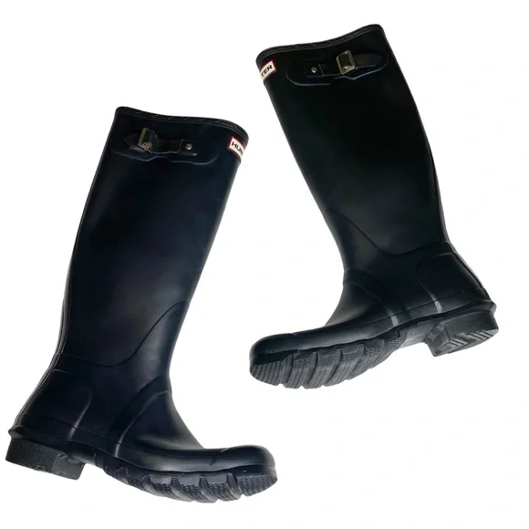 Hunter ♕ Original Iconic Tall Matte Wellington Wellies Boots ♕ Navy 8US / EU 39 - Picture 10 of 16